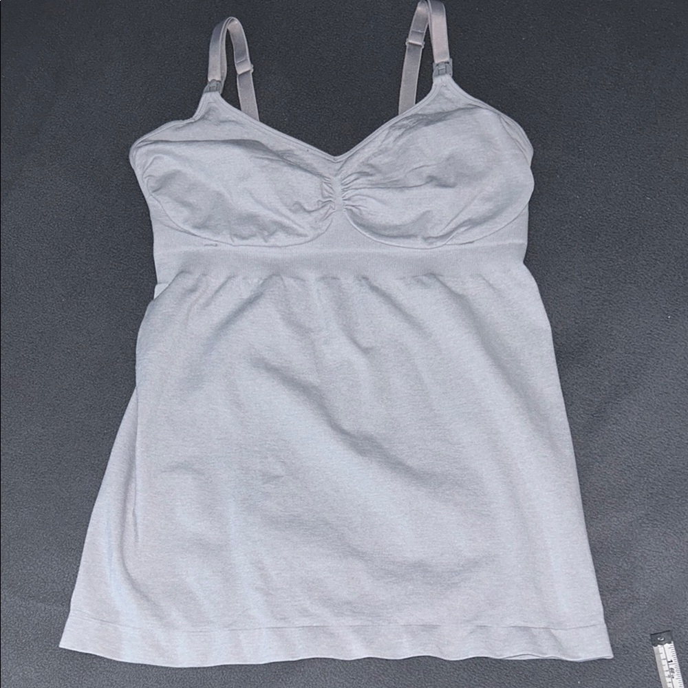 Nursing Cami Grey Maternity Tank Top Built-in Bra Large